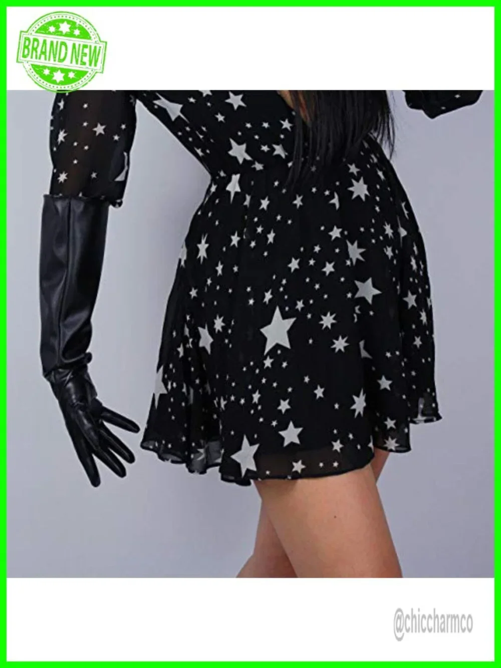 Elbow-Length Wide PUFF Gloves Faux Leather Unisex Costume Dance Party
